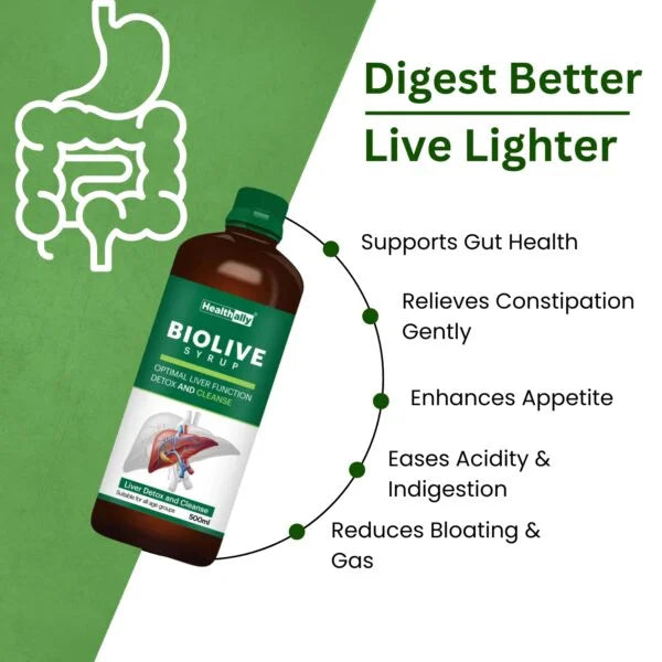 Healthally Biolive Syrup for Liver Support | Fatty Liver Detox Biolive Syrup 500 ml