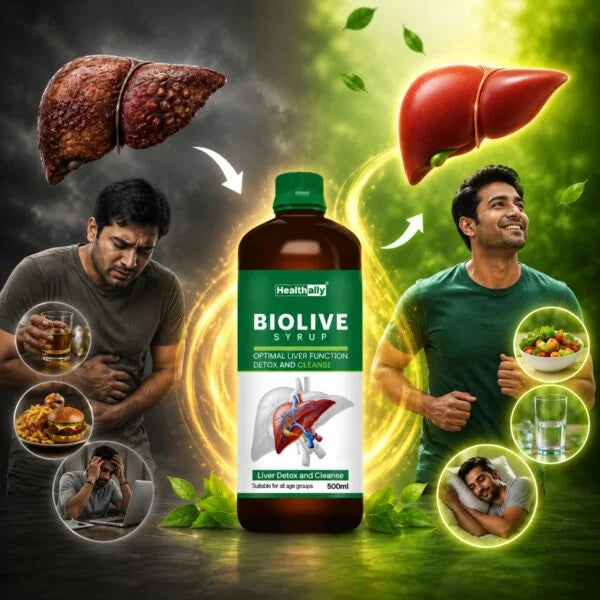 Healthally Biolive Syrup for Liver Support | Fatty Liver Detox Biolive Syrup 500 ml
