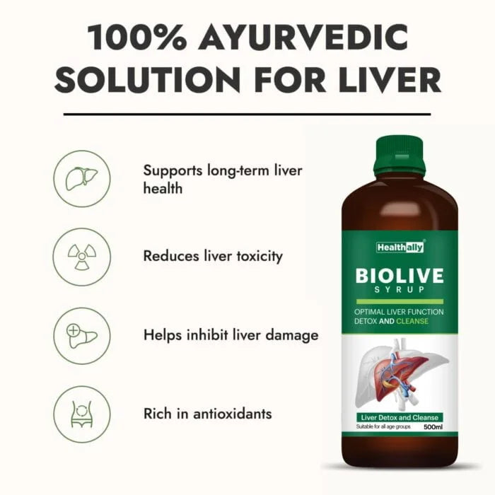 Healthally Biolive Syrup for Liver Support | Fatty Liver Detox Biolive Syrup 500 ml