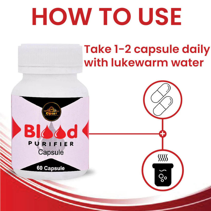 Cipzer Blood Purifier Capsule - 60 Capsules | Herbal Detox for Clear Skin, Healthy Blood & Body Cleansing