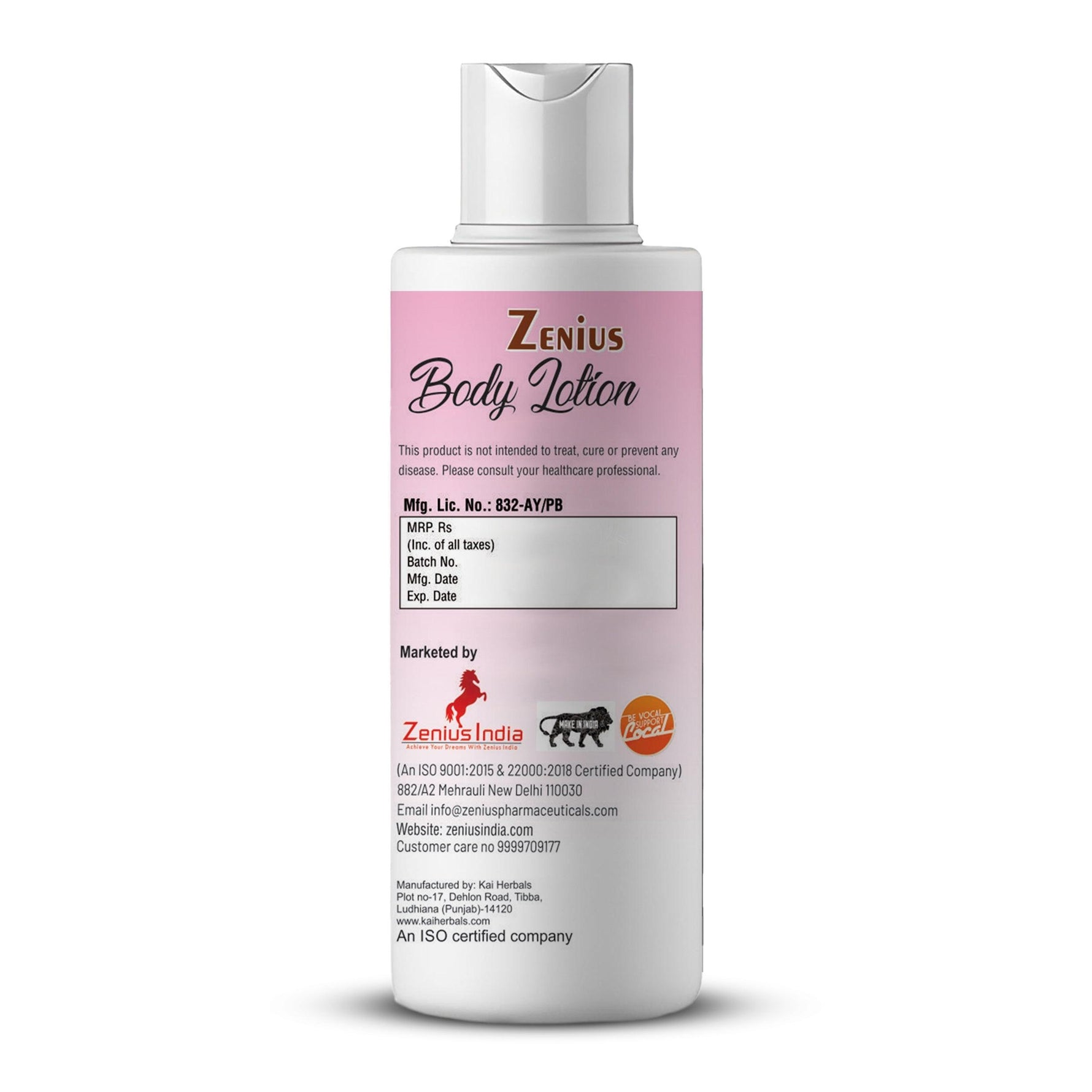 Zenius Body Lotion for dry skin - remove all sketch marks naturally