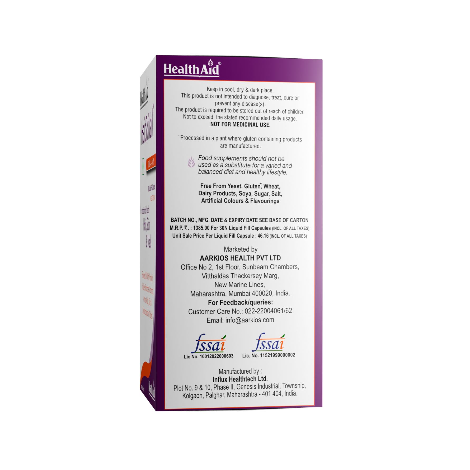 HealthAid Hair Skin and Nail Tablets - 30 Capsules