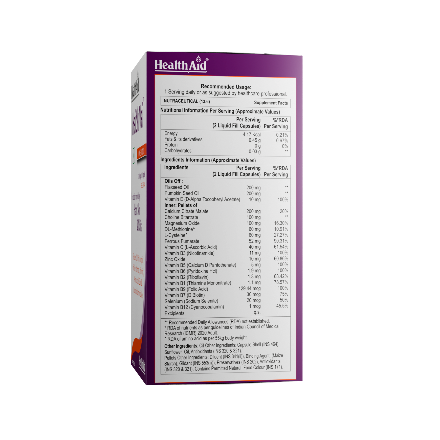HealthAid Hair Skin and Nail Tablets - 30 Capsules