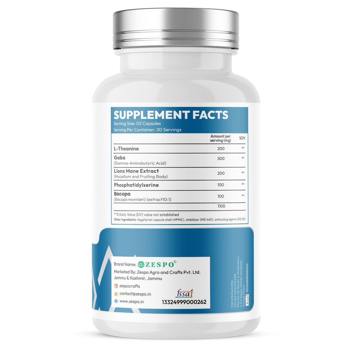Zespo Brain Booster 5-in-1 Complex 1,100 mg – 60 Capsules