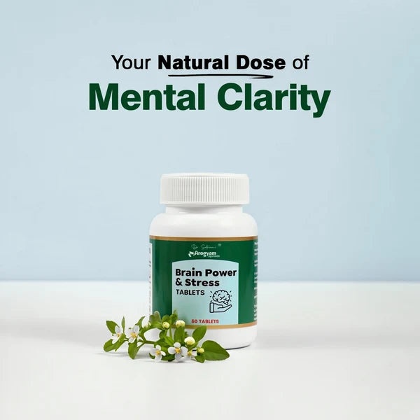Arogyam Brain Power Tablets – Ayurvedic Herbal Supplement for Memory, Focus & Mental Wellness Support – 60 Tablets