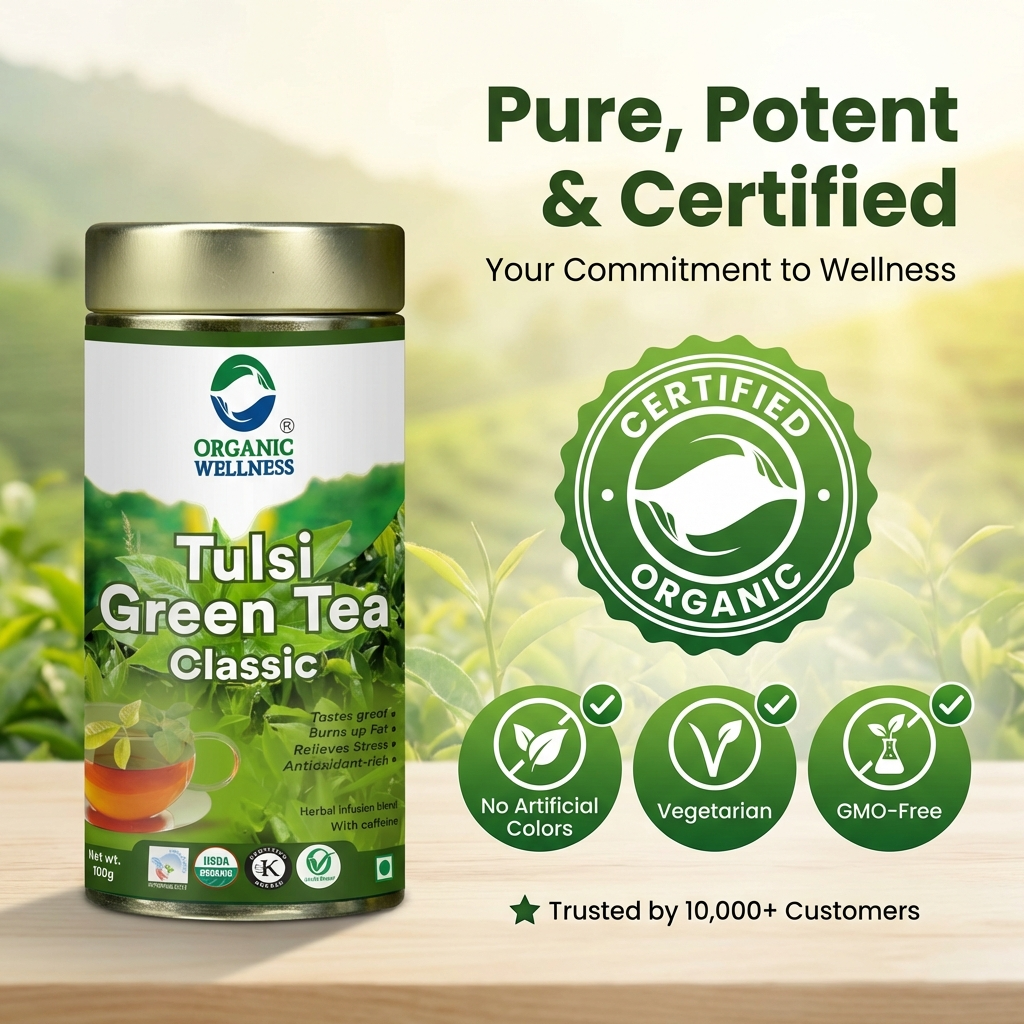 Organic Wellness Tulsi Green Tea Classic 100 grams Tin Pack
