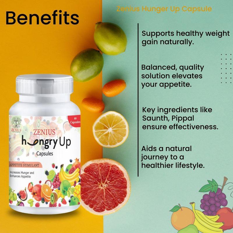 Zenius Hunger up Capsules - for Appetite and Digestive Health Improvement - 60 Capsules
