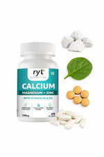Ryt Nutrition Calcium Tablets, With Magnesium Zinc & Vitamin D3 & K2 (1400mg) - 60 Veg Tablets | For Bone Health & Joint Support | Muscle Strength Supplement For Men & Women