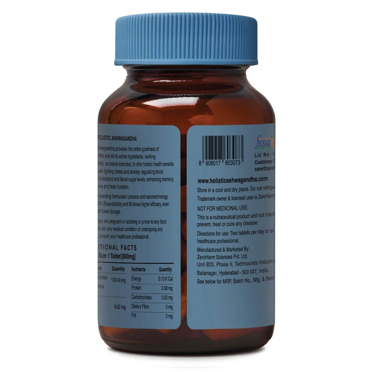 Zeroharm Capsules Holistic Ashwagandha - Stress & Anxiety Relief Tablets (60 tabs)