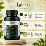 Tulasya Calcium + Vitamin D3 (60 Veg Capsules) | Bone Density, Joint Health & Muscle Support