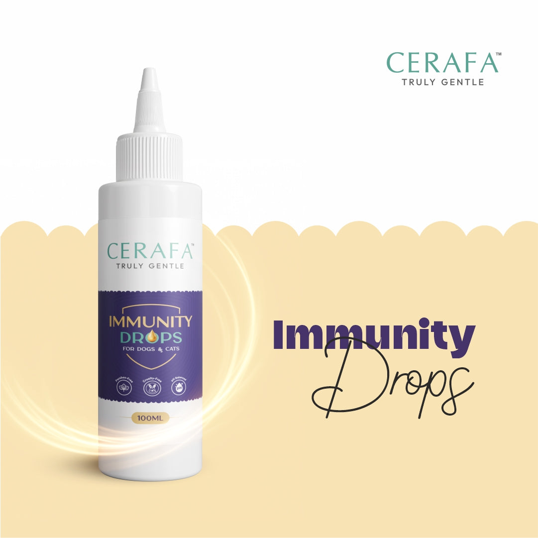 Cerafa Immunity Drops for Dogs & Cats | Ayurvedic Herbal Immunity & Vitality Support for Pets | With Ashwagandha & Moringa | 100 ml