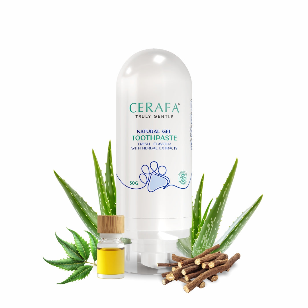 Cerafa Natural Gel Toothpaste for Dogs & Cats | Non-Foaming Herbal Pet Toothpaste for Plaque & Fresh Breath | Mint | 50 g