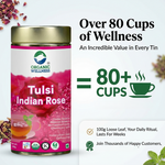 Organic Wellness Tulsi Indian Rose Tea Tin Pack (100 Gm) | Made With Tulsi & Fragrant Indian Rose | Rich In Antioxidants | Stress Reliever | Immunity Booster | Good For Skin