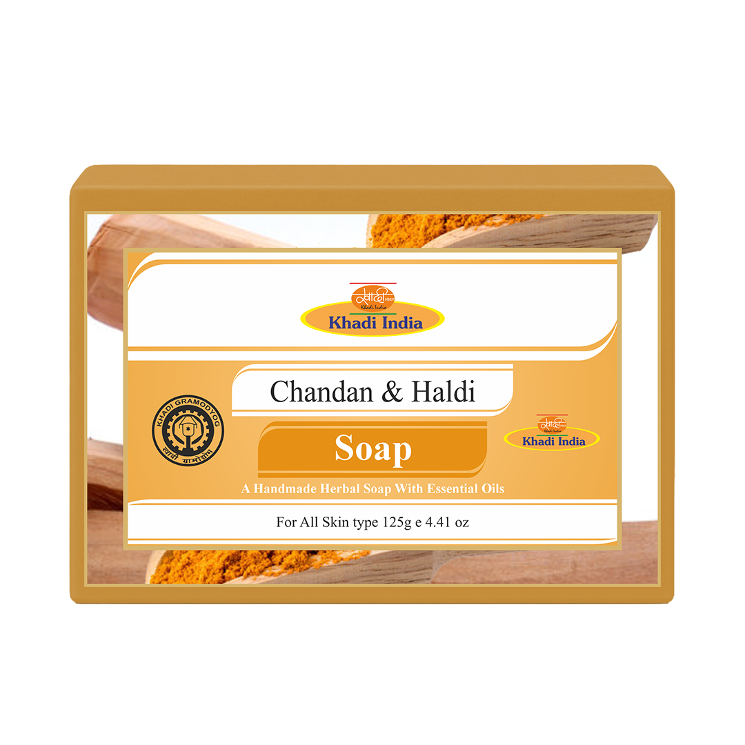 Khadi Care Herbal Chandan Haldi Soap for Glowing Skin & Brightening - 125g