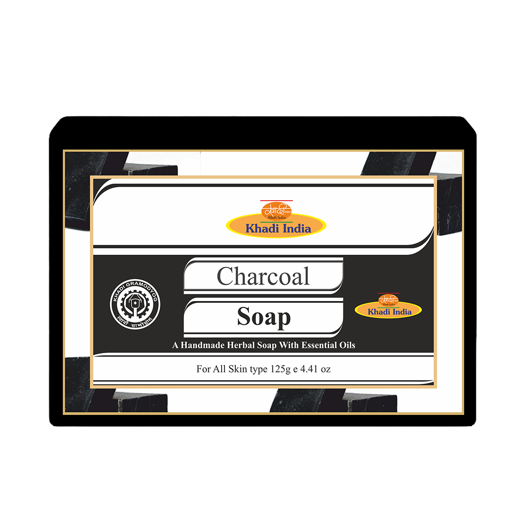 Khadi Care Herbal Charcoal Soap for Deep Cleansing & Acne Control - 125g