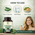 NAVR Plant Based Spirulina 2000mg - High Potency Superfood for Energy - 60 Capsules