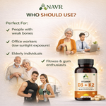 NAVR Vitamin D3 K2 (MK7) Supplement for Bone & Heart Health - 60 Tablets