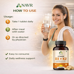 NAVR Vitamin D3 K2 (MK7) Supplement for Bone & Heart Health - 60 Tablets