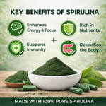 NAVR Plant Based Spirulina 2000mg - High Potency Superfood for Energy - 60 Capsules