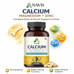 NAVR Calcium Magnesium Zinc with Vitamin D3 & B12 Supplement - Bone & Joint Support - 60ct