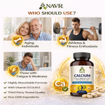 NAVR Calcium Magnesium Zinc with Vitamin D3 & B12 Supplement - Bone & Joint Support - 60ct