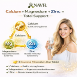 NAVR Calcium Magnesium Zinc with Vitamin D3 & B12 Supplement - Bone & Joint Support - 60ct