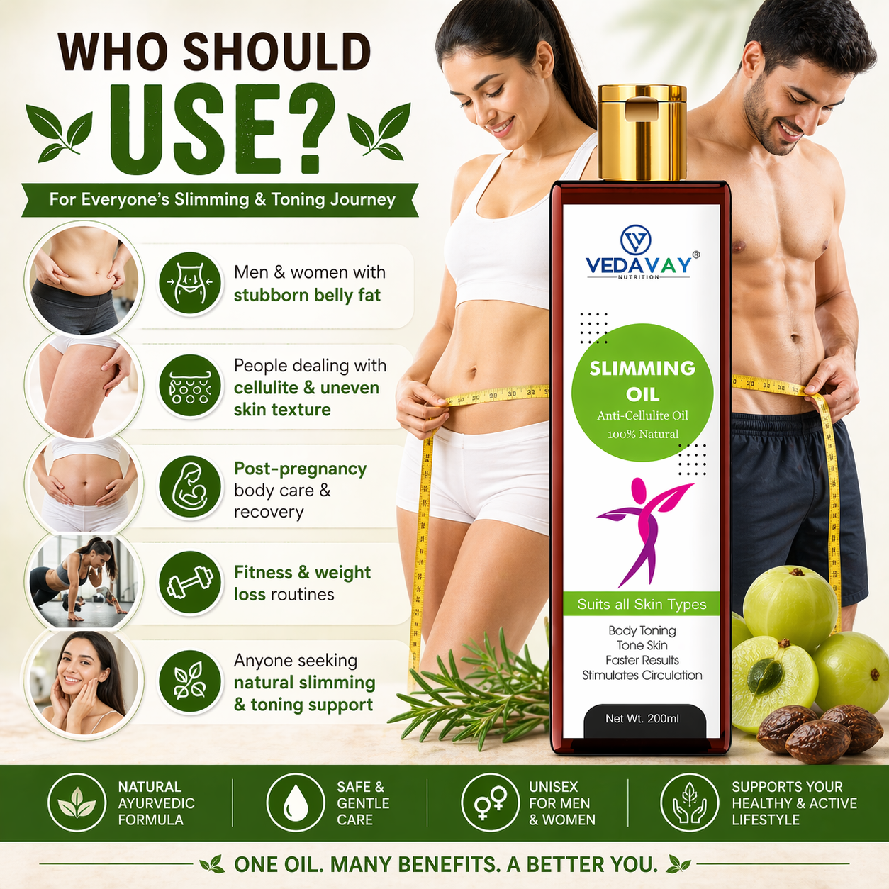 VEDAVAY Slimming Oil - Premium Skin Firming & Contouring Blend (200ml)