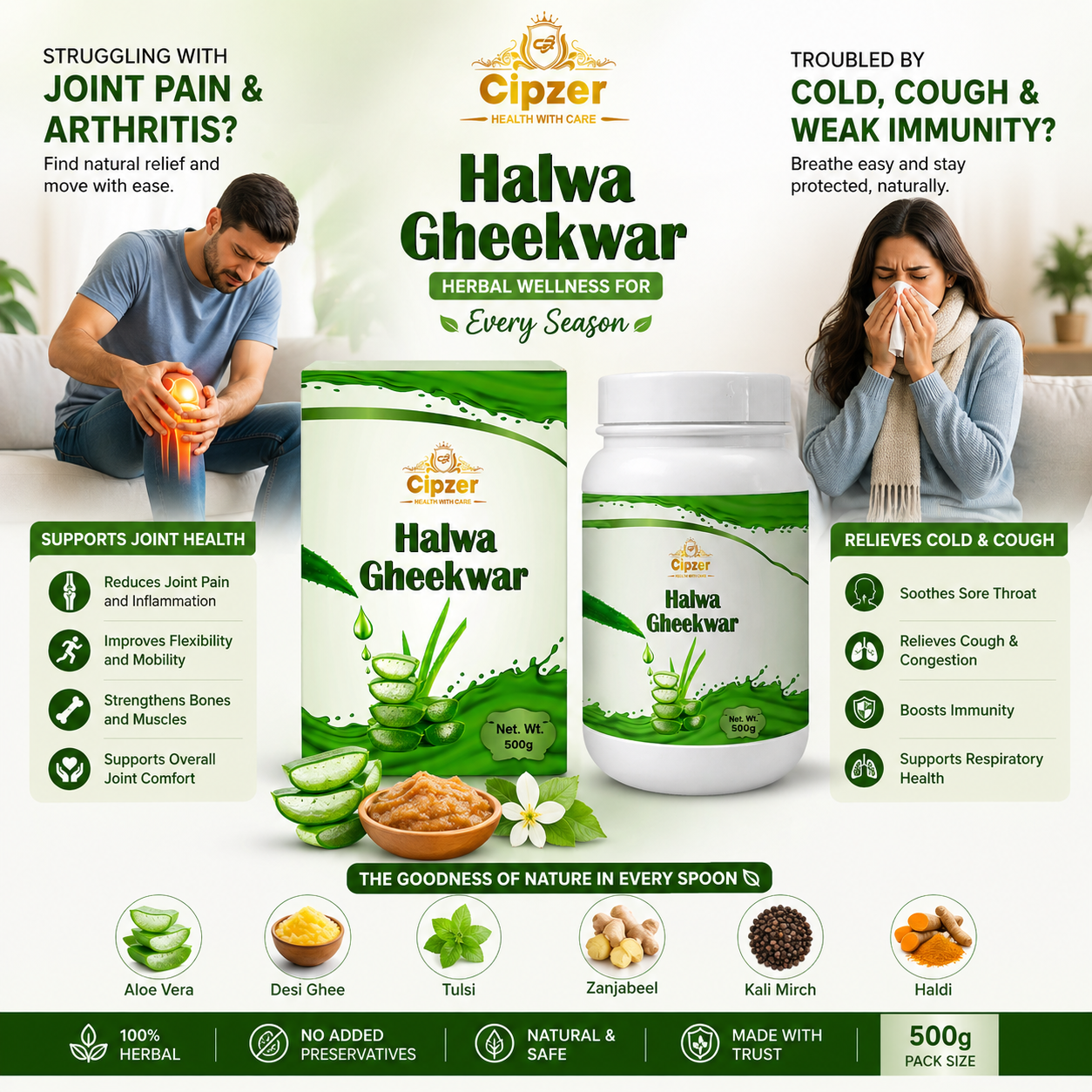 Cipzer Halwa Gheekwar - 500gm | Joint Health, Arthritis Relief, Digestive Support & Immunity