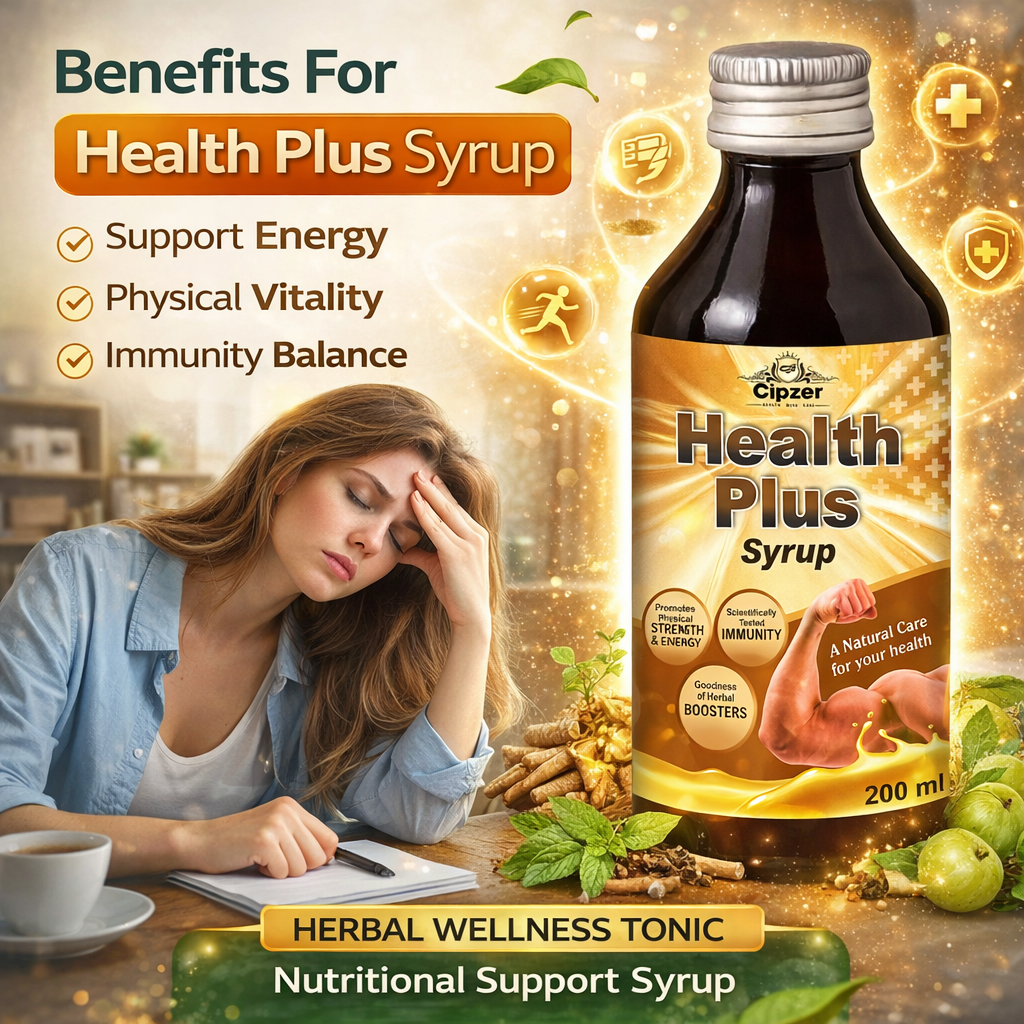 Cipzer Health Plus Syrup - 200ml | Herbal Energy, Immunity, Appetite & Overall Health Tonic