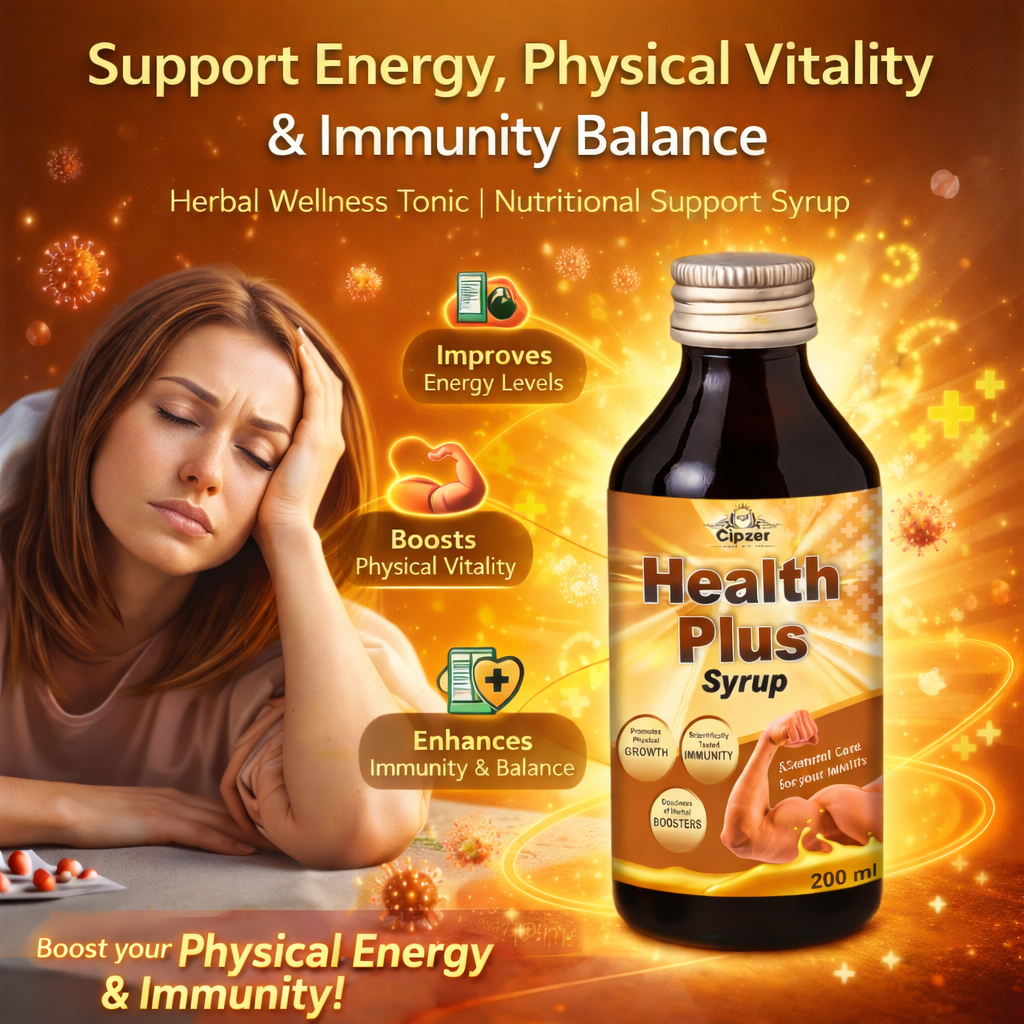 Cipzer Health Plus Syrup - 200ml | Herbal Energy, Immunity, Appetite & Overall Health Tonic