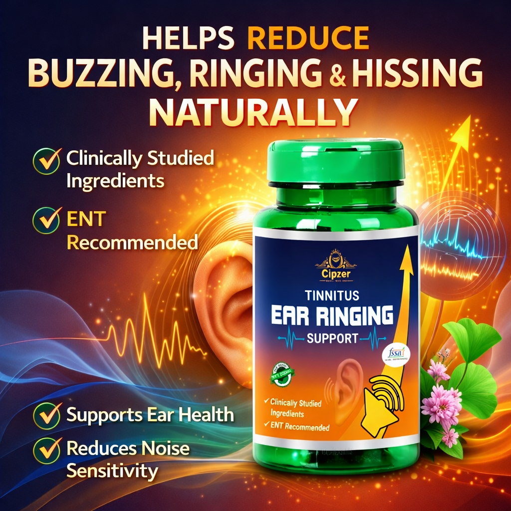 Cipzer Tinnitus Ear Ringing Support Capsules - Natural Auditory & Ear Wellness (60 Capsules)