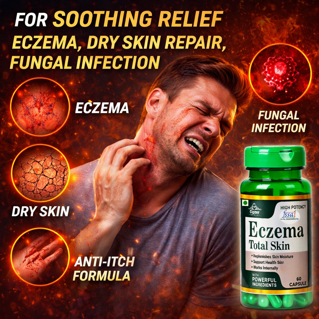 Cipzer Eczema Total Skin Capsules - Natural Skin Comfort & Irritation Support (60 Capsules)