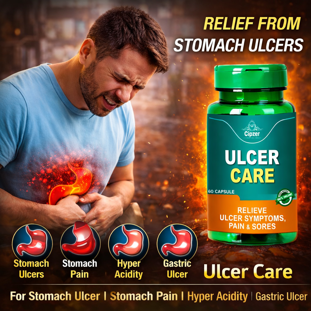 Cipzer Ulcer Care Capsules - Natural Digestive Comfort & Gut Health (60 Capsules)