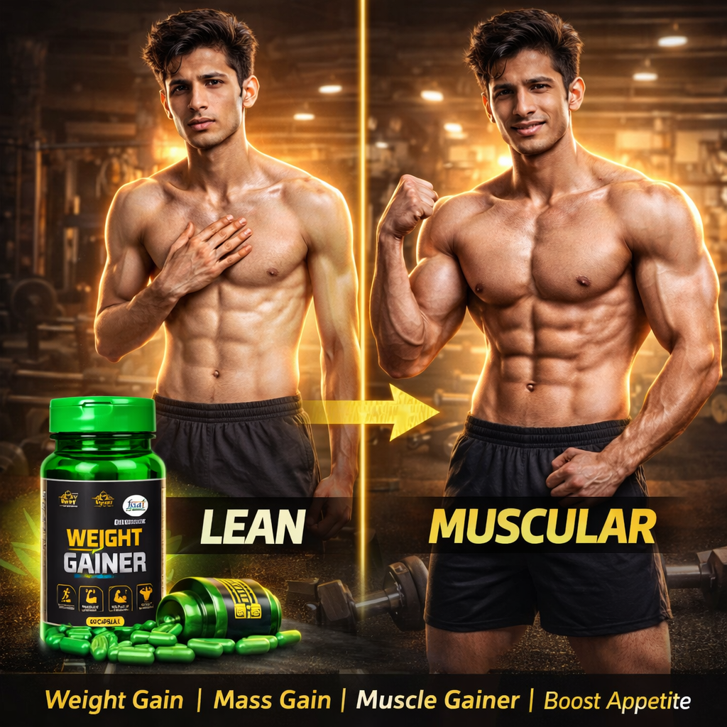 Cipzer Weight Gainer Capsules - Natural Mass Building & Strength Support (60 Capsules)