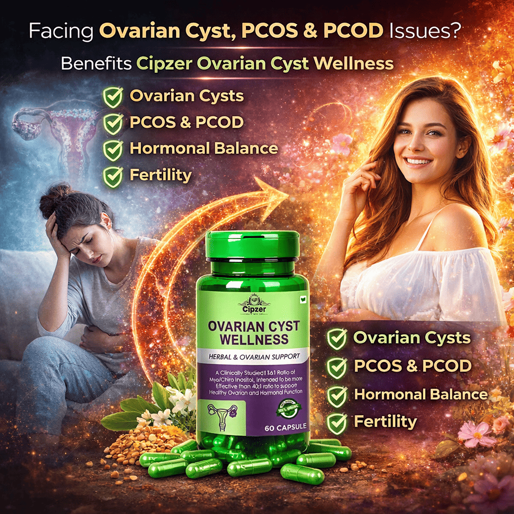 Cipzer Ovarian Cyst Wellness Capsules - Natural Hormonal Balance & Cycle Support (60 Capsules)