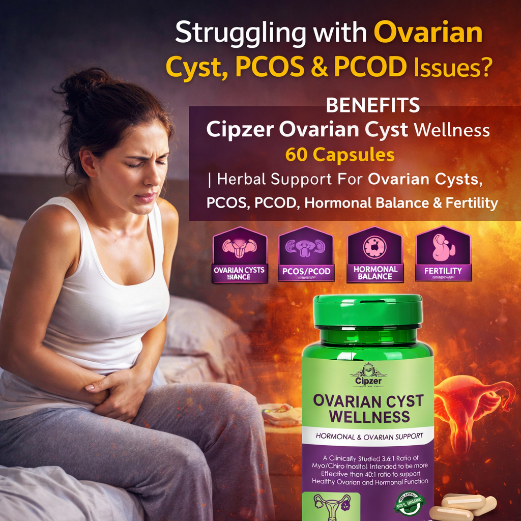 Cipzer Ovarian Cyst Wellness Capsules - Natural Hormonal Balance & Cycle Support (60 Capsules)