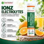 Pure Nutrition Ionz Electrolytes – Zero Sugar Added | 20 Effervescent Tablets – Moroccan Orange Flavour | For Instant Hydration, Energy, Performance & Recovery