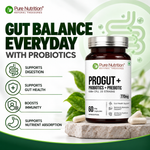 CSK Limited Edition Pure Nutrition Progut+ Probiotics 60 Billion CFU Capsule for Digestion & Gut Health | 60 Capsule