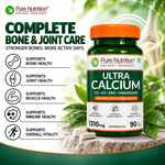 Pure Nutrition Ultra Calcium 1310mg – 90 Veg Tablets | With Vitamin D3, K2, Zinc & Magnesium | Bone, Joint, Muscle & Immune Health Support | Calcium Supplement for Men & Women
