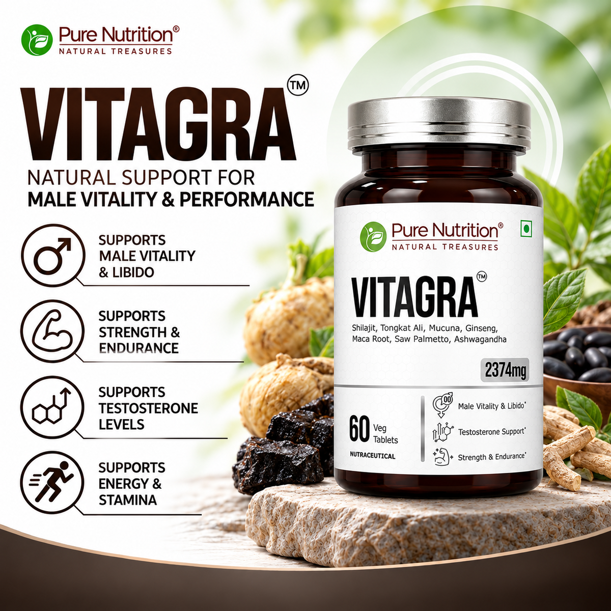 Pure Nutrition Vitagra 60 Tablets | Daily Wellness & Vitality Support Supplement