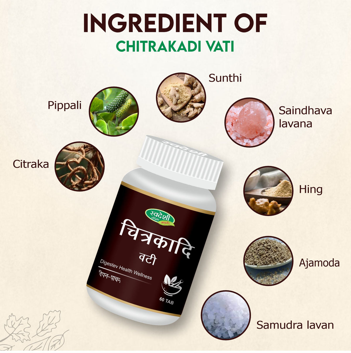 Pack of 2 Chitrakadi Vati 60Tab Promotes Digestion & Relieves Constipation.