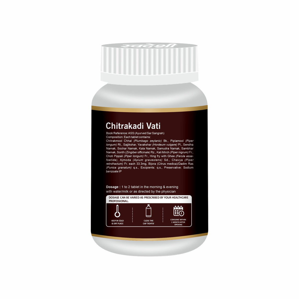 Pack of 2 Chitrakadi Vati 60Tab Promotes Digestion & Relieves Constipation.