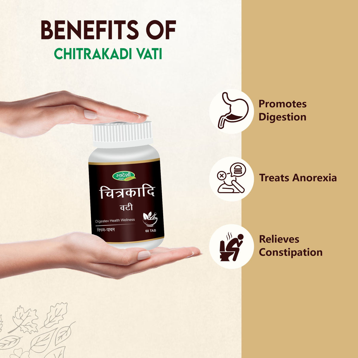 Pack of 2 Chitrakadi Vati 60Tab Promotes Digestion & Relieves Constipation.
