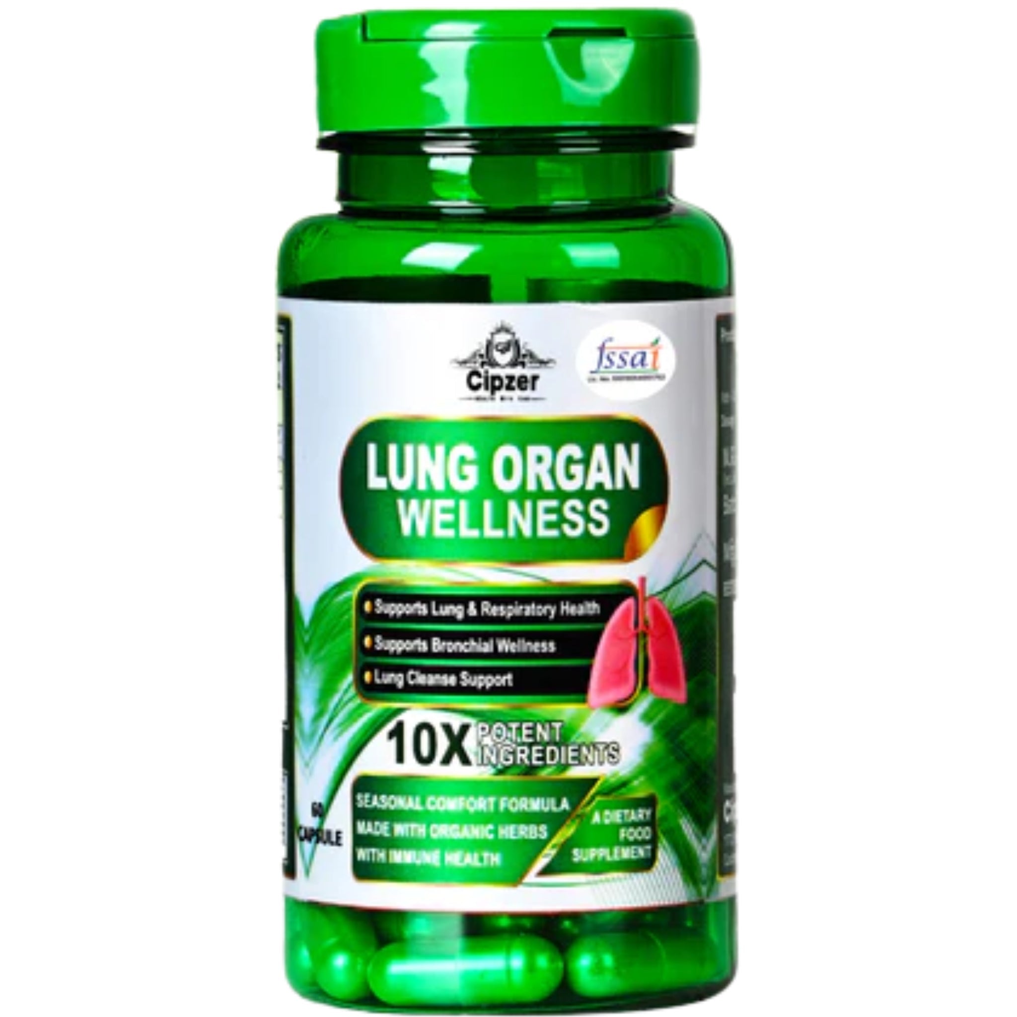Cipzer Lung Wellness Capsules - Natural Respiratory & Airway Support (60 Capsules)