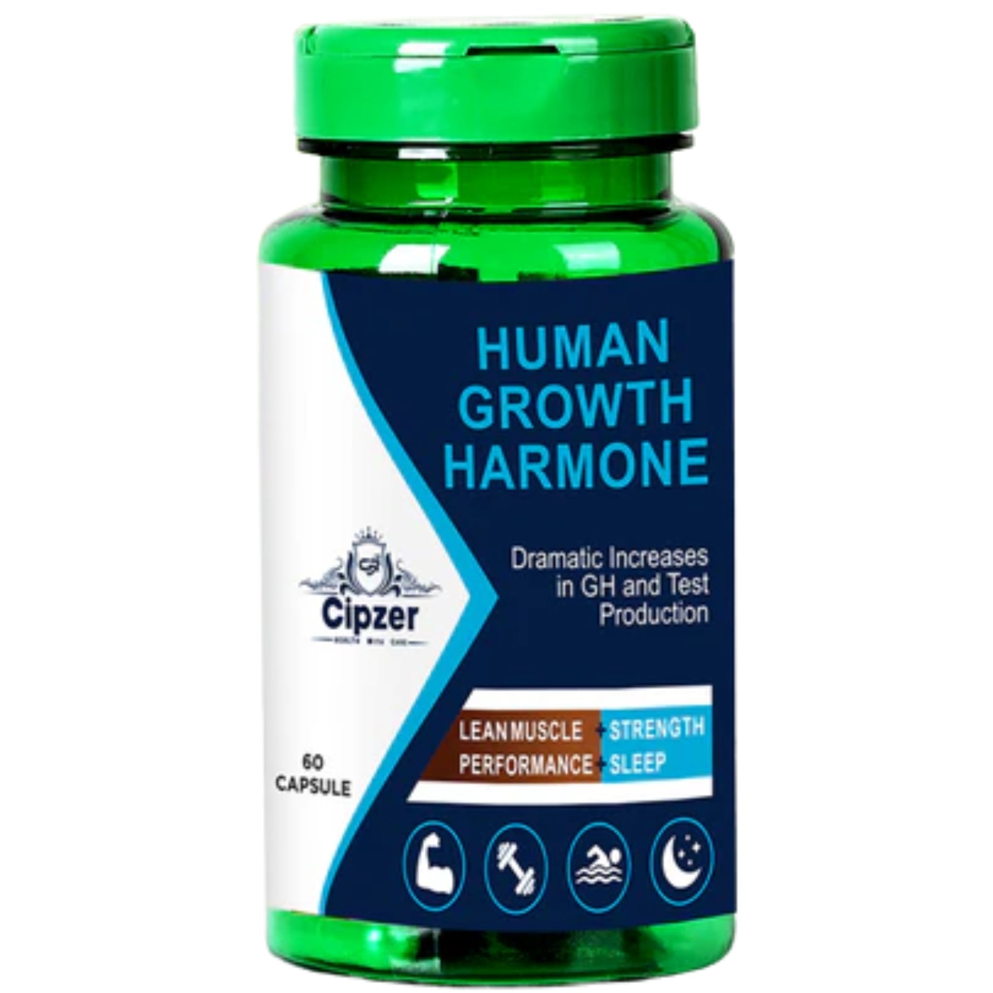 Cipzer Human Growth Hormone (HGH) Support Capsules for Strength, Energy & Physical Vigor - 60 Count