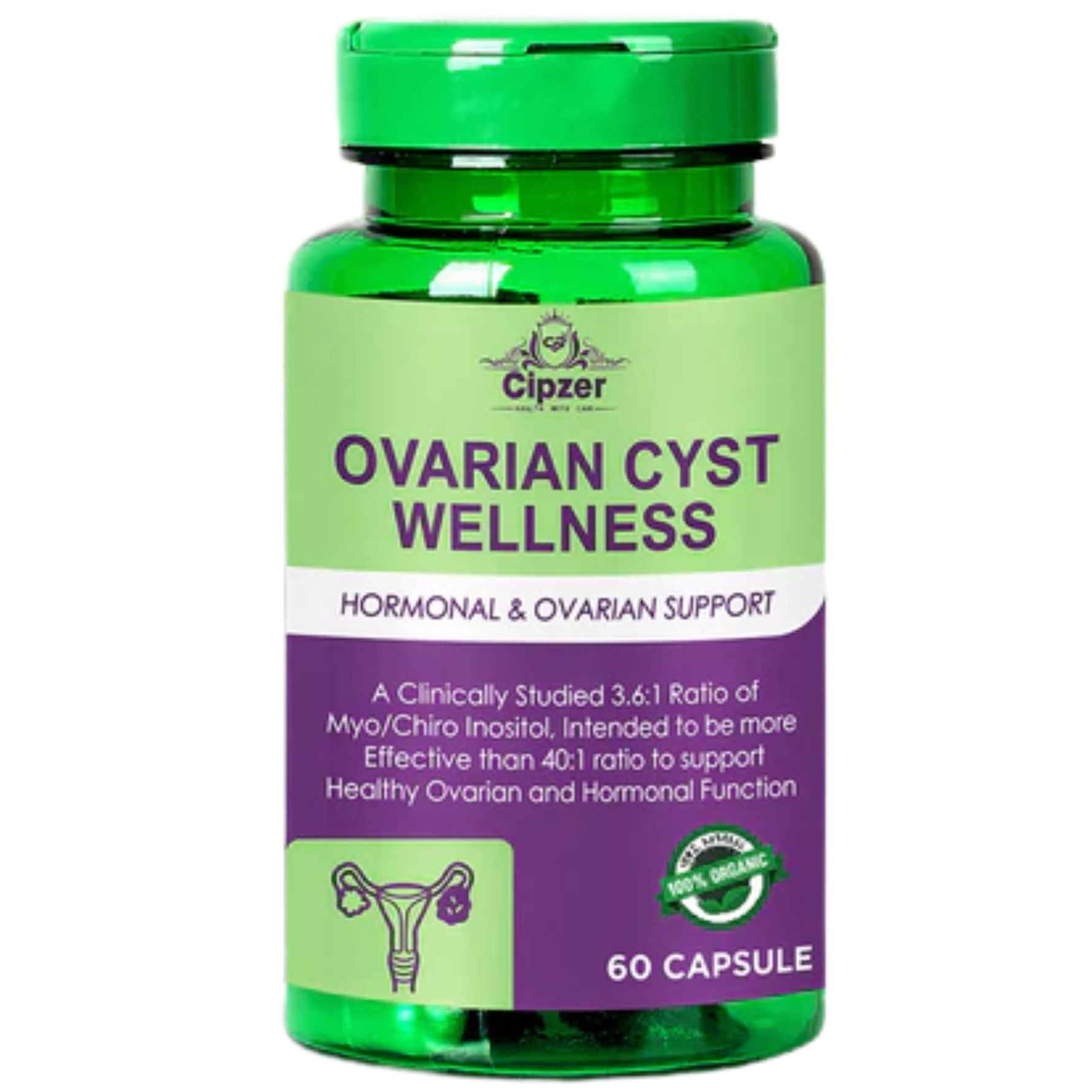 Cipzer Ovarian Cyst Wellness Capsules - Natural Hormonal Balance & Cycle Support (60 Capsules)