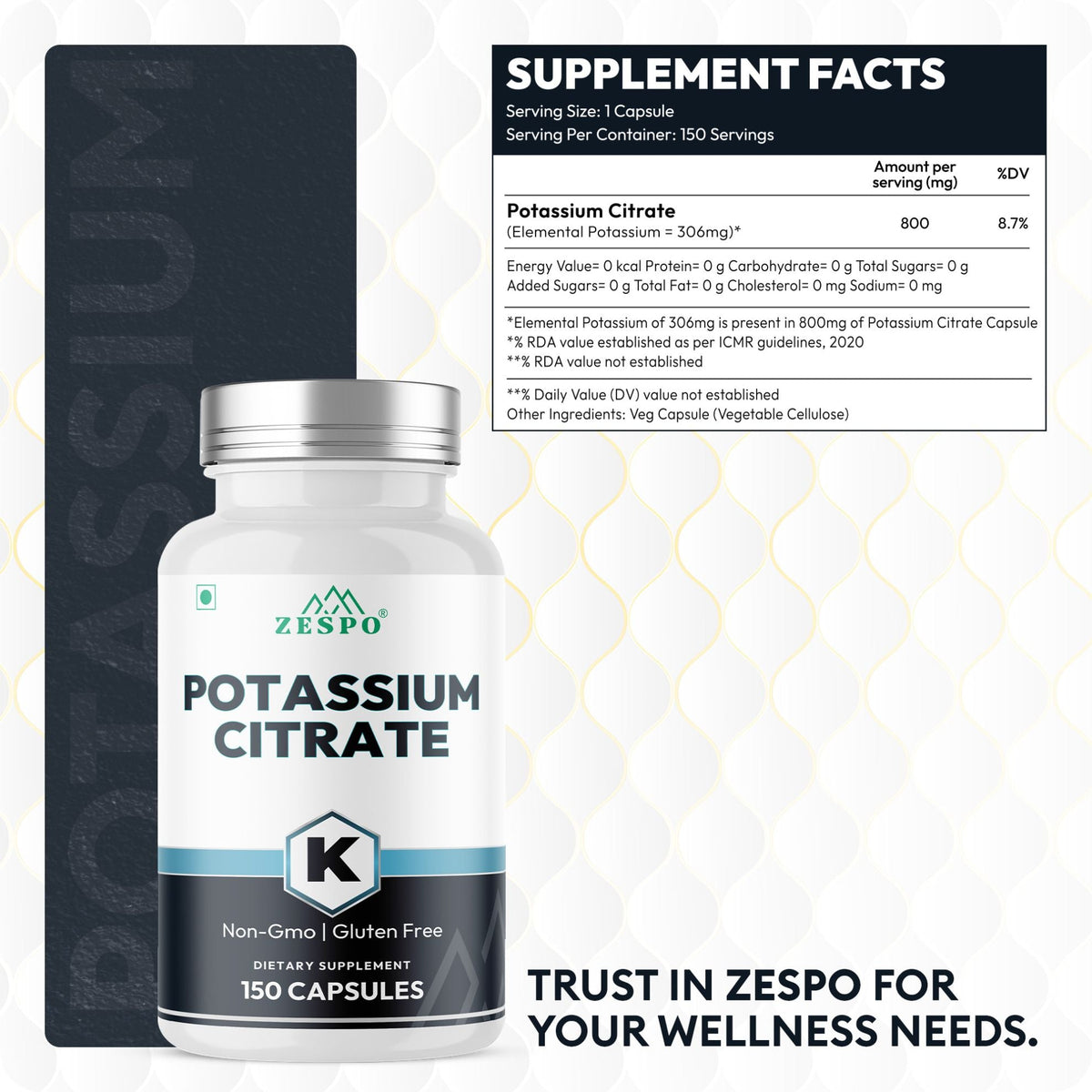 Zespo Potassium Citrate 800 mg – 150 Capsules