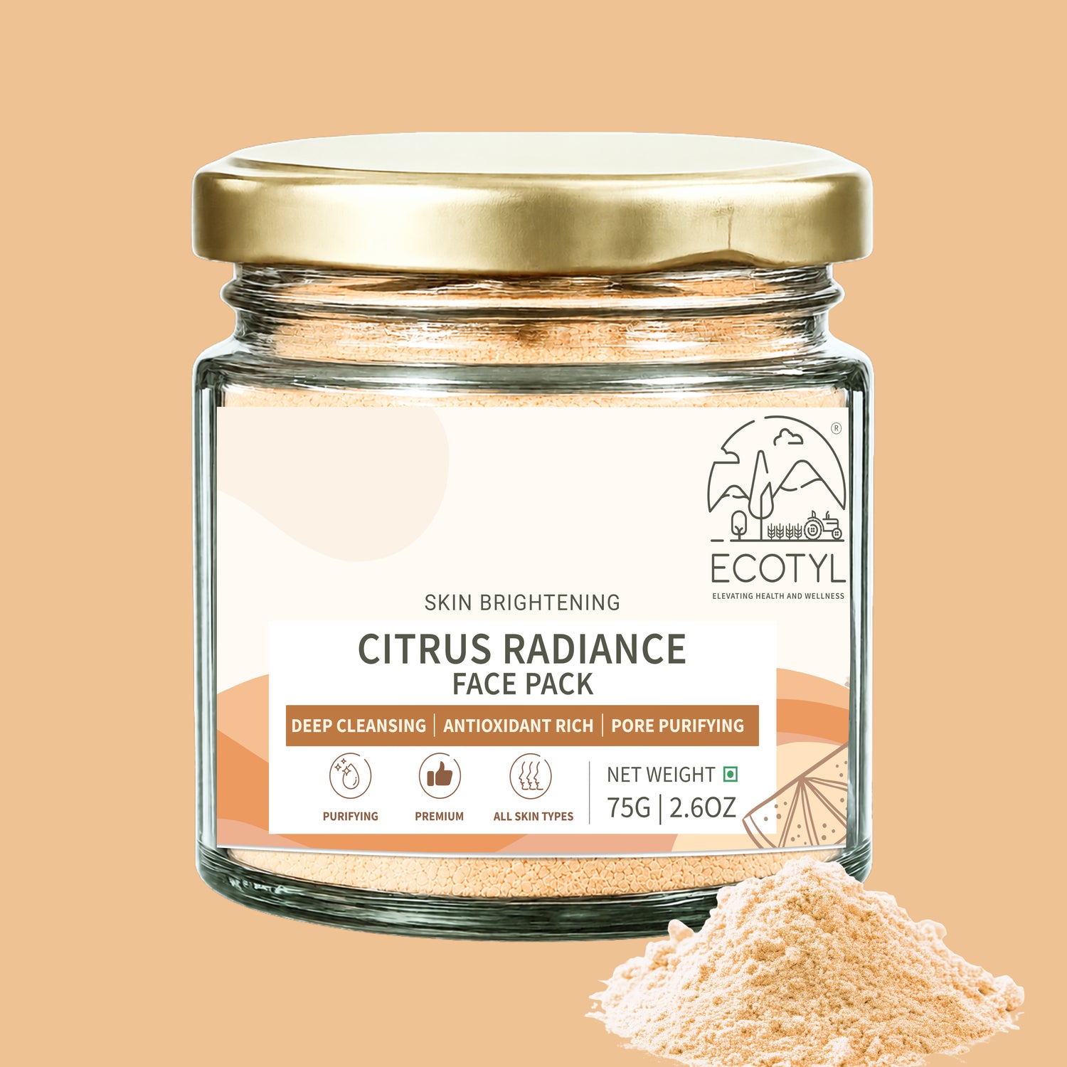 Ecotyl Citrus Radiance Face Pack | Tan Removal & Glow | 75g