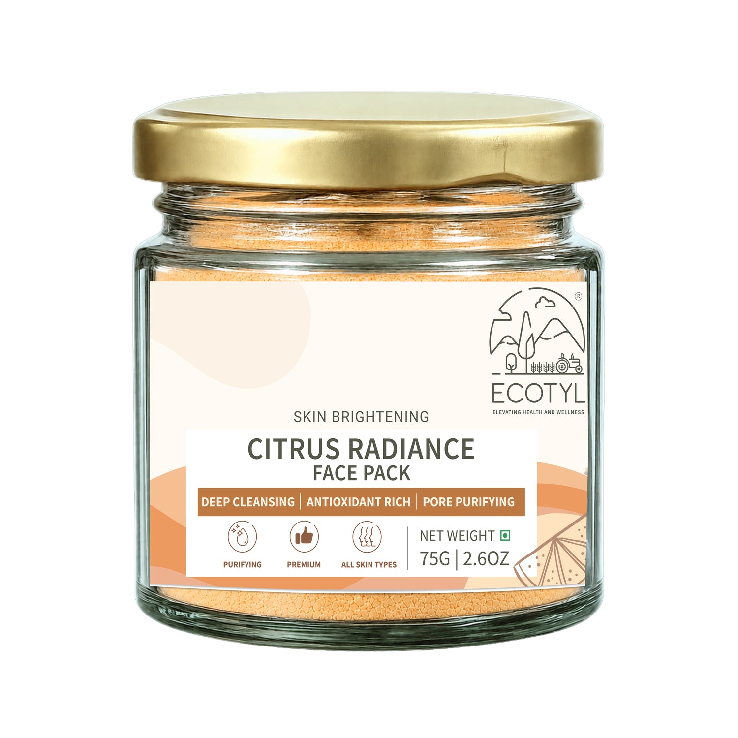 Ecotyl Citrus Radiance Face Pack | Tan Removal & Glow | 75g