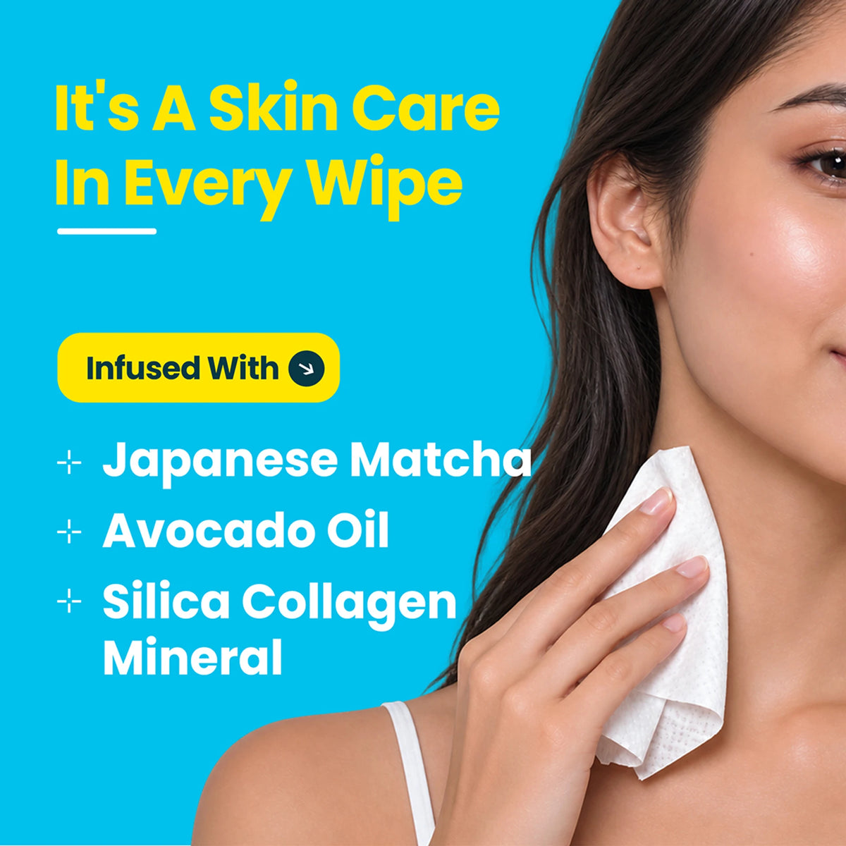 Hi Life Cleansing Wipes – Matcha & Avocado Oil | Nourishing Facial Cleansing & Makeup Remover Wet Wipes (Pack of 25)